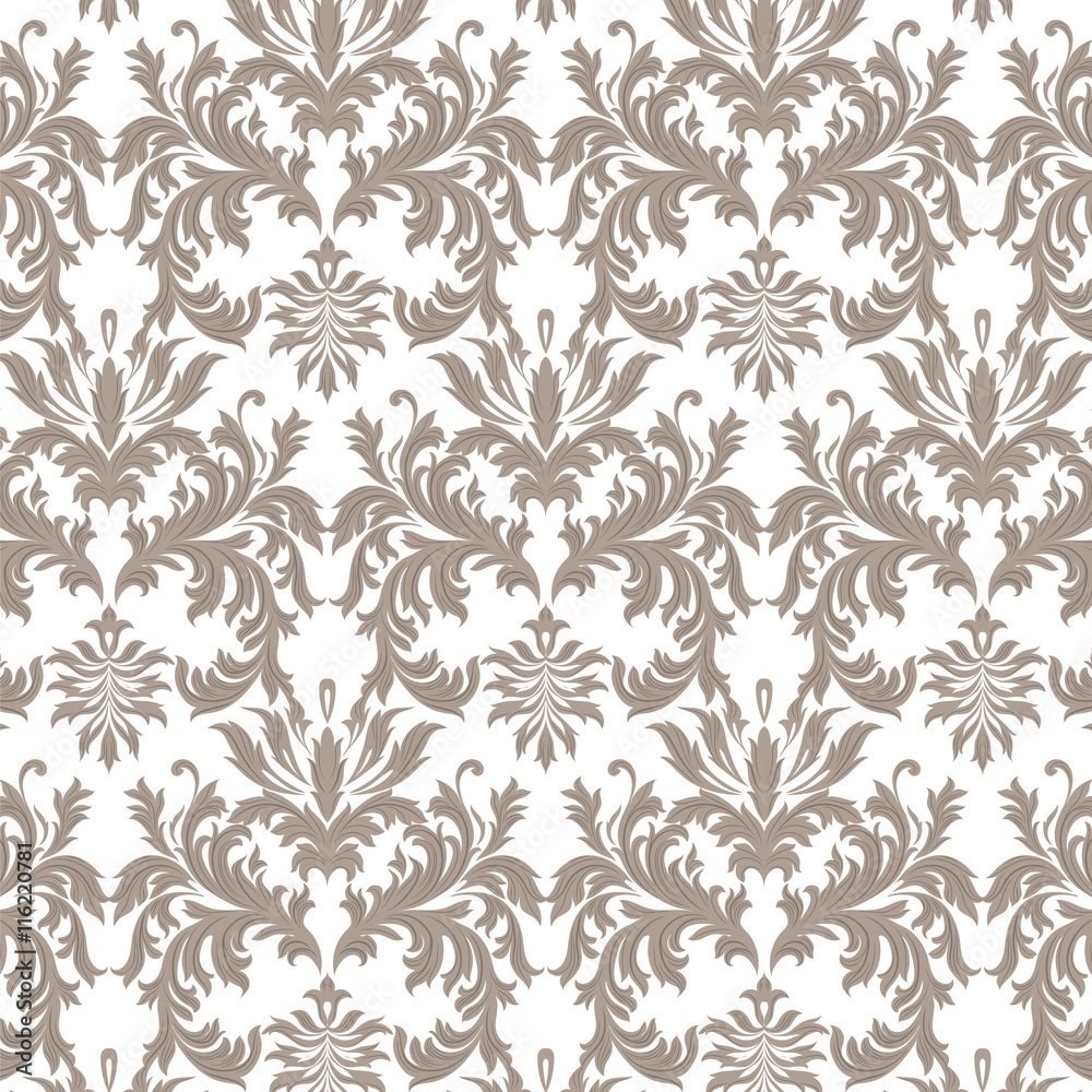 Vector Baroque Vintage floral Damask pattern. Luxury Classic ornament