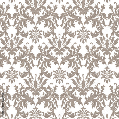 Vector Baroque Vintage floral Damask pattern. Luxury Classic ornament, Royal Victorian texture for wallpapers, textile, fabric. Brown color