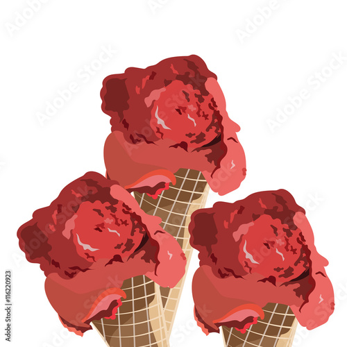 Red Ice cream Cones Vector isolated on white