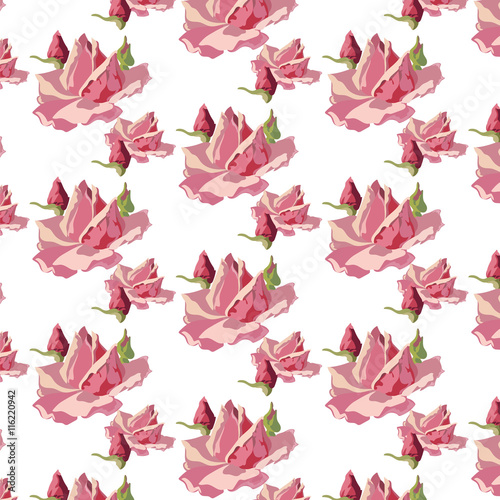 Watercolor Rose flowers pattern Vector