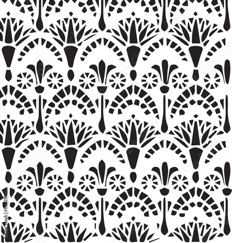 Vector vintage Egyptian ornament floral pattern. Vector egypt  style ornament background