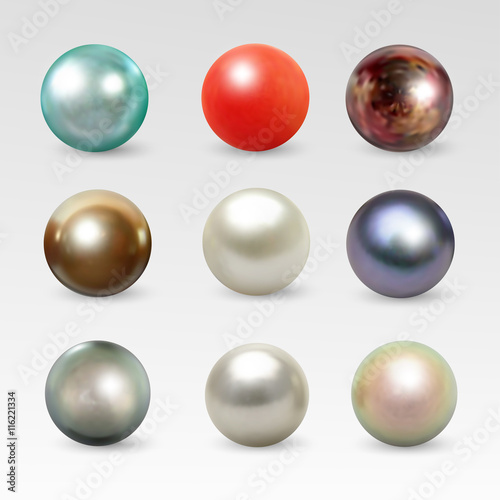 Pearl realistic isolated on white background