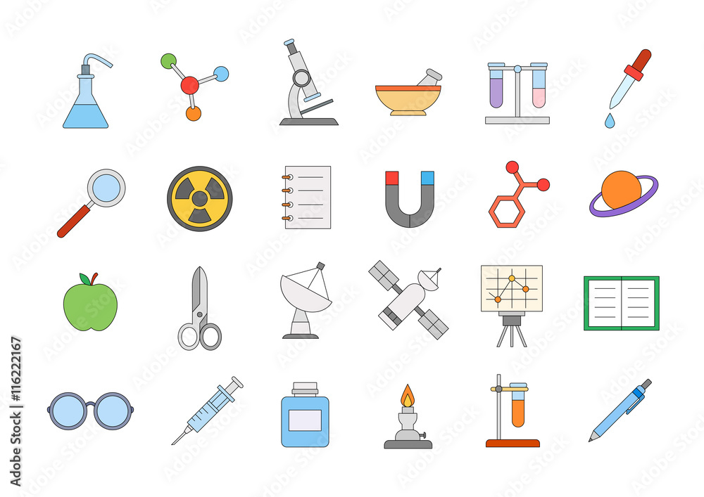 Sciense colorful icons set Sciense colorful icons set