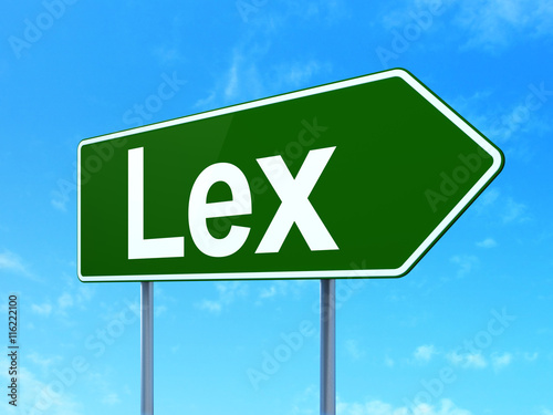 Law concept: Lex on road sign background photo