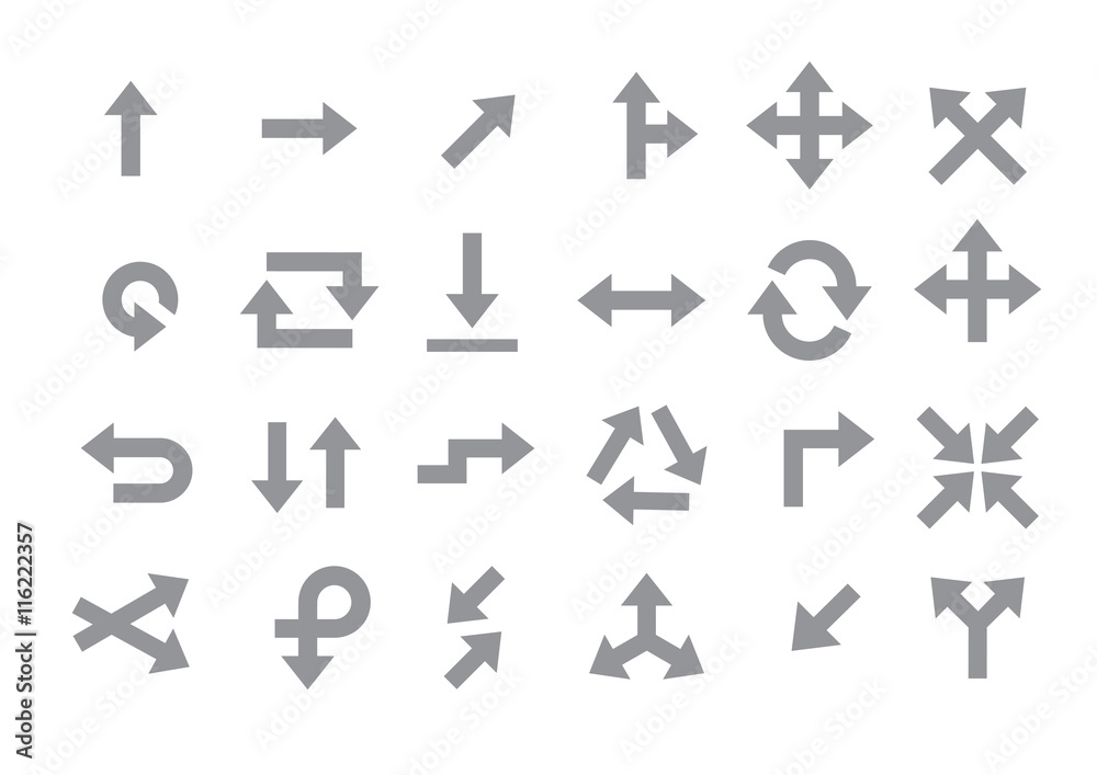 Arrows gray vector icons set Arrows gray vector icons set