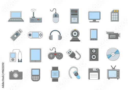 Computer technologies vector icons set