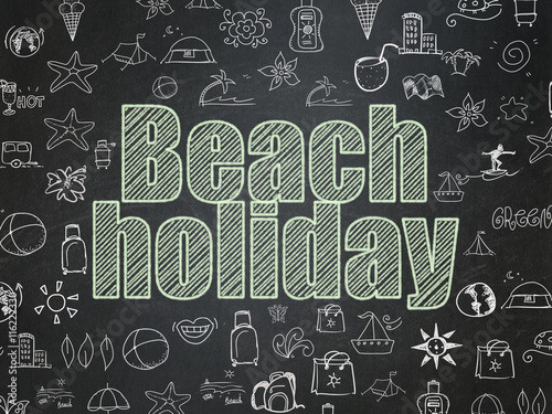 Travel concept: Beach Holiday on School board background