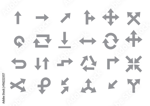 Arrows gray vector icons set