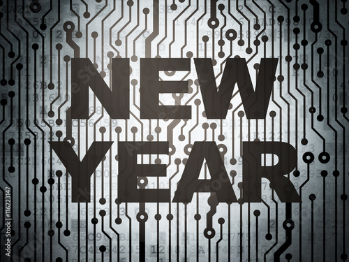 Holiday concept: circuit board with New Year