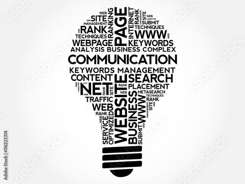 COMMUNICATION bulb word cloud collage, business concept background