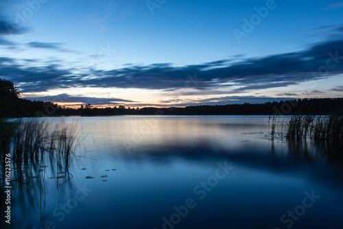 Beautiful cloudscape over the lake  sunset shot