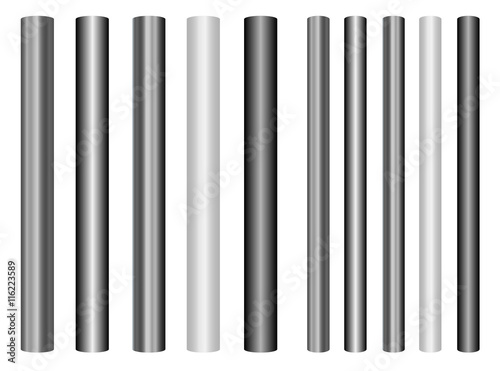 Scaleable shiny steel poles collection in different styles photo