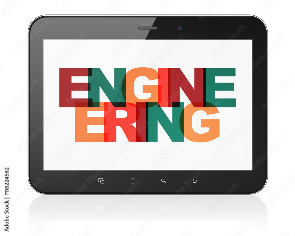 Science concept: Tablet Computer with Engineering on display Science concept: Tablet Computer with Engineering on display