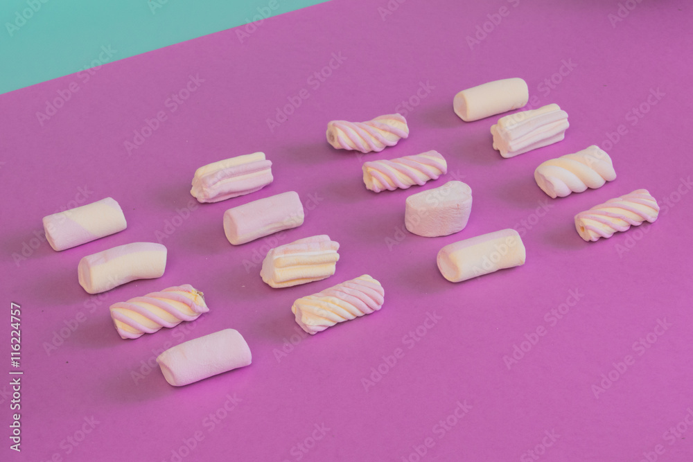 Lay out set of Marshmallow in minimalism Lay out set of Marshmallow in minimalism