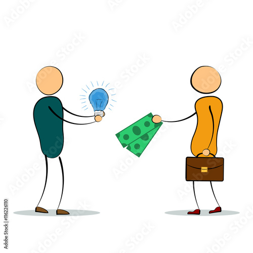 businessman jump with idea lamp