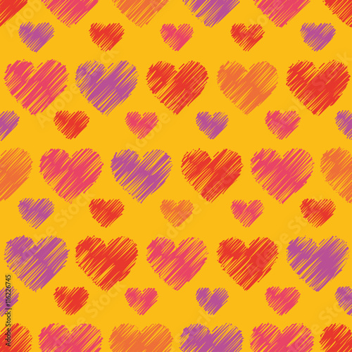 Seamless vector background with decorative hearts. Print. Cloth design, wallpaper.