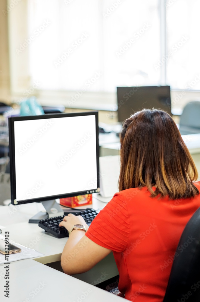 Asians women working at computer in an office. Asians women working at computer in an office.