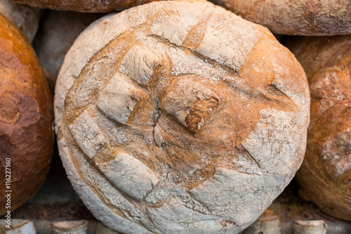  The loaf of rustic bread traditionally roasted.