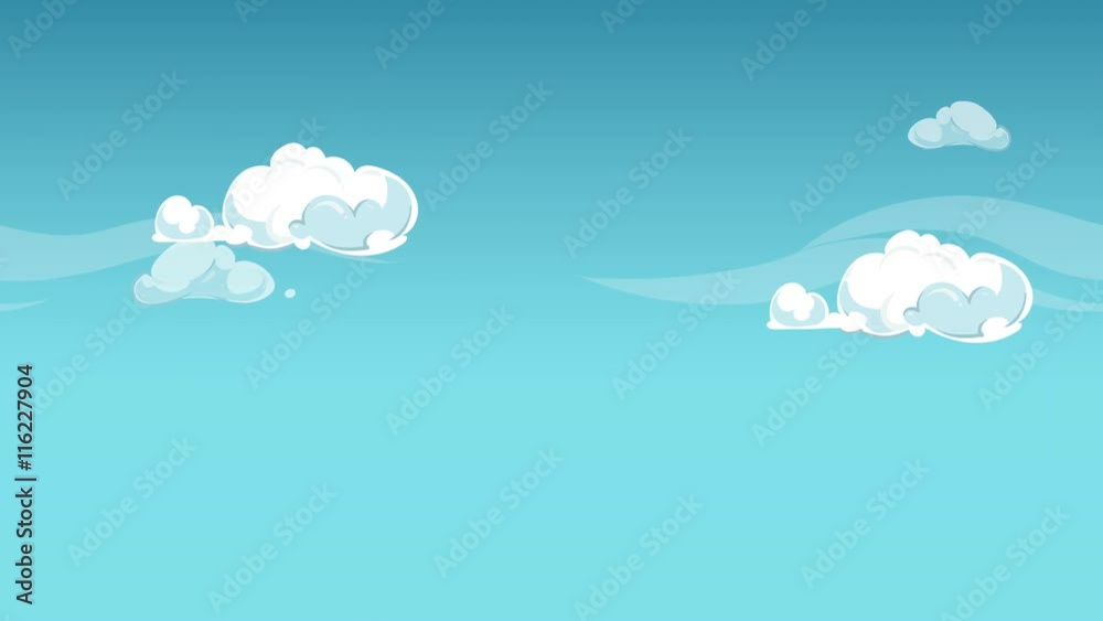 Cartoon seamless loop clouds animation. Horizontal video of clouds floating in the sky Cartoon seamless loop clouds animation. Horizontal video of clouds floating in the sky