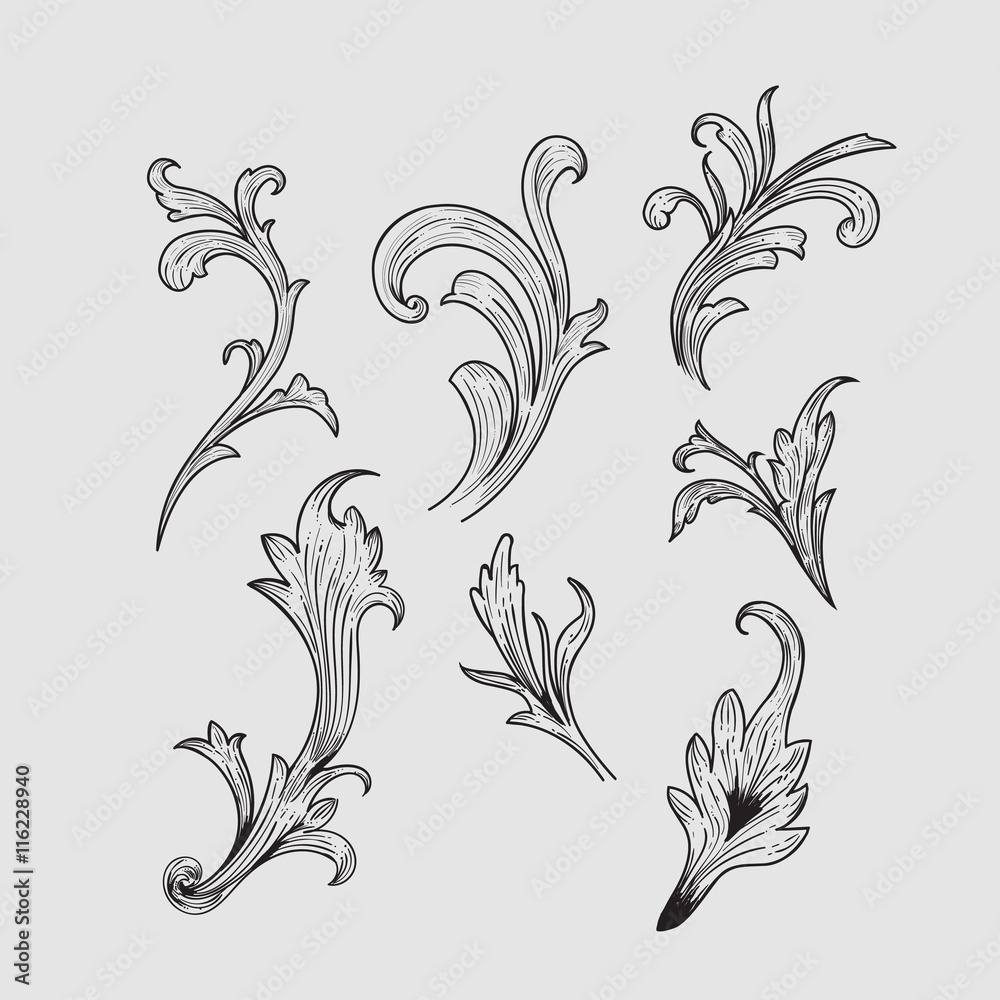 hand drawn engraving retro elements design vector illustration