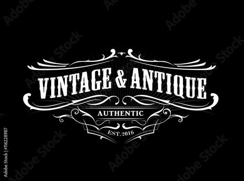 vintage badge border western antique frame label engraving retro