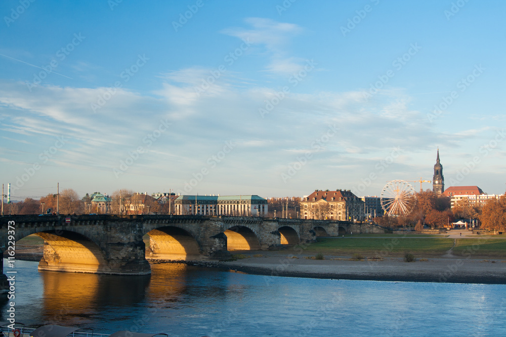 Augustus Bridge - Augustusbrucke over the River Elbe in Dresden - Germany