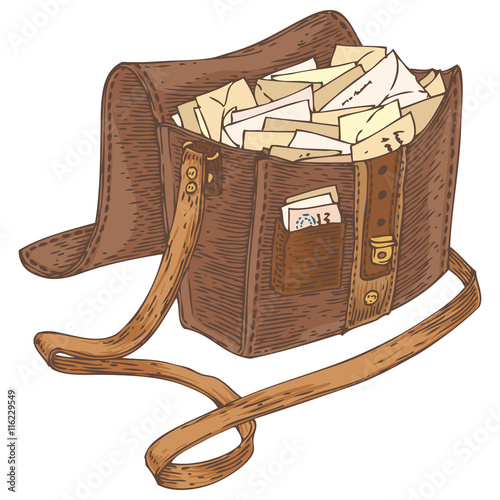 Retro Leather Mail Bag with Letters