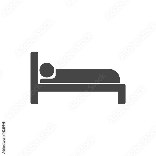 Bed Icon, Vector black bed icon