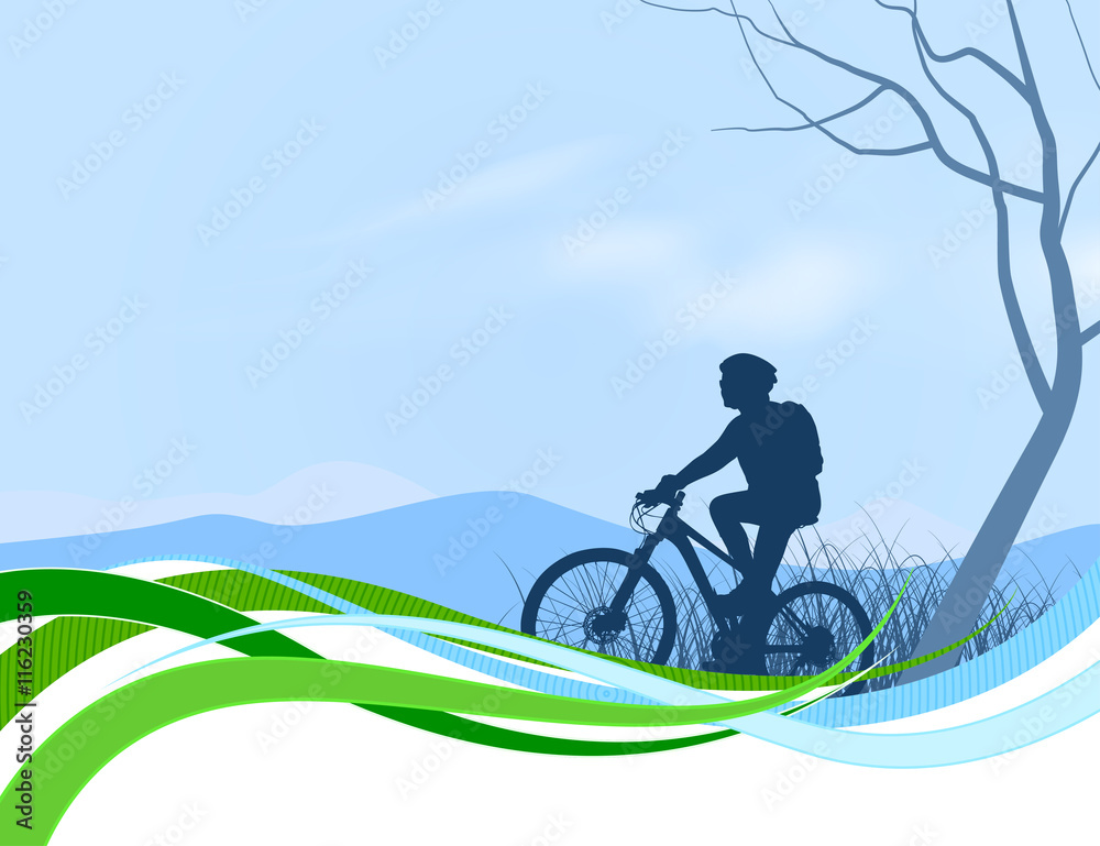 Cycling scene vector nature abstract background