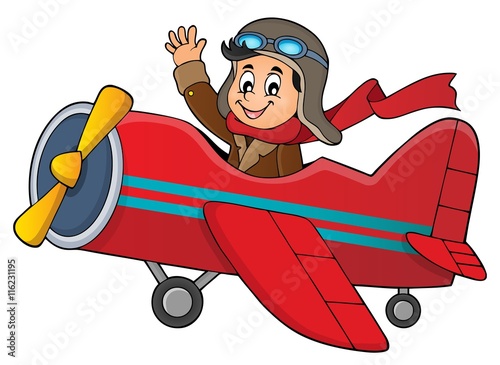 Pilot in retro airplane theme image 1