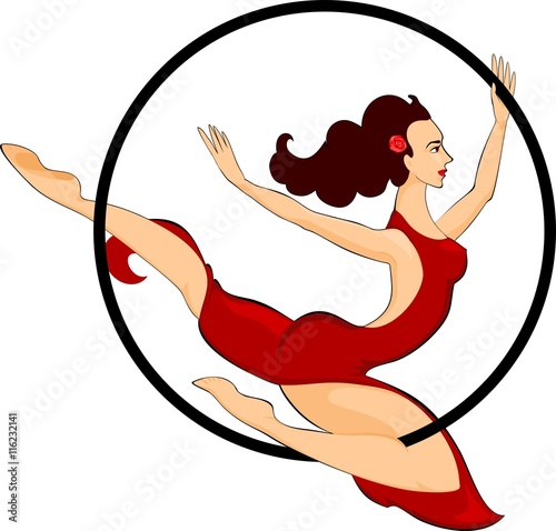 Trapeze artist with hoop
