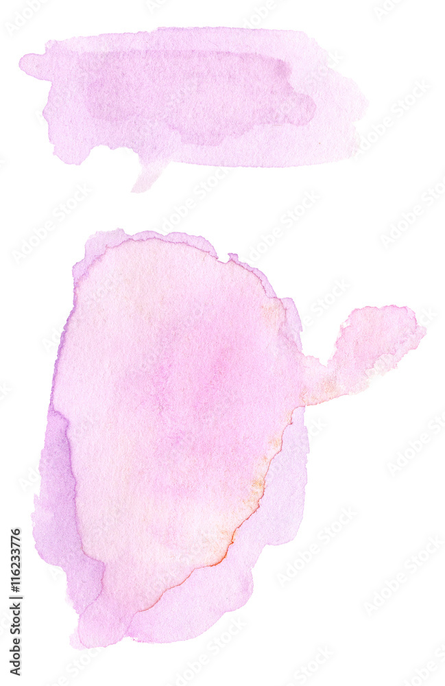 Set of Pink ink spots, watercolor tag stain with watercolour pai