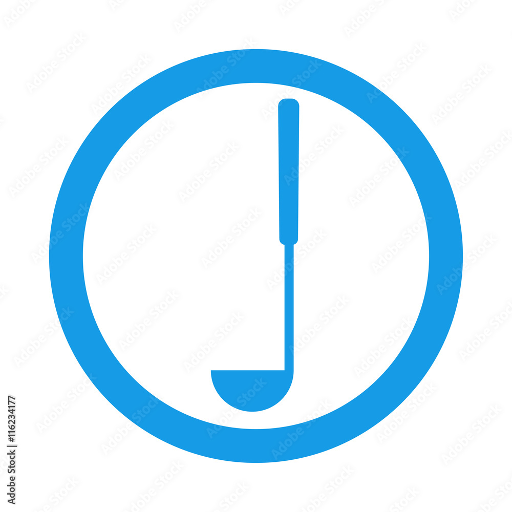 Icono plano cucharón cocina lateral en circulo color azul Icono plano cucharón cocina lateral en circulo color azul