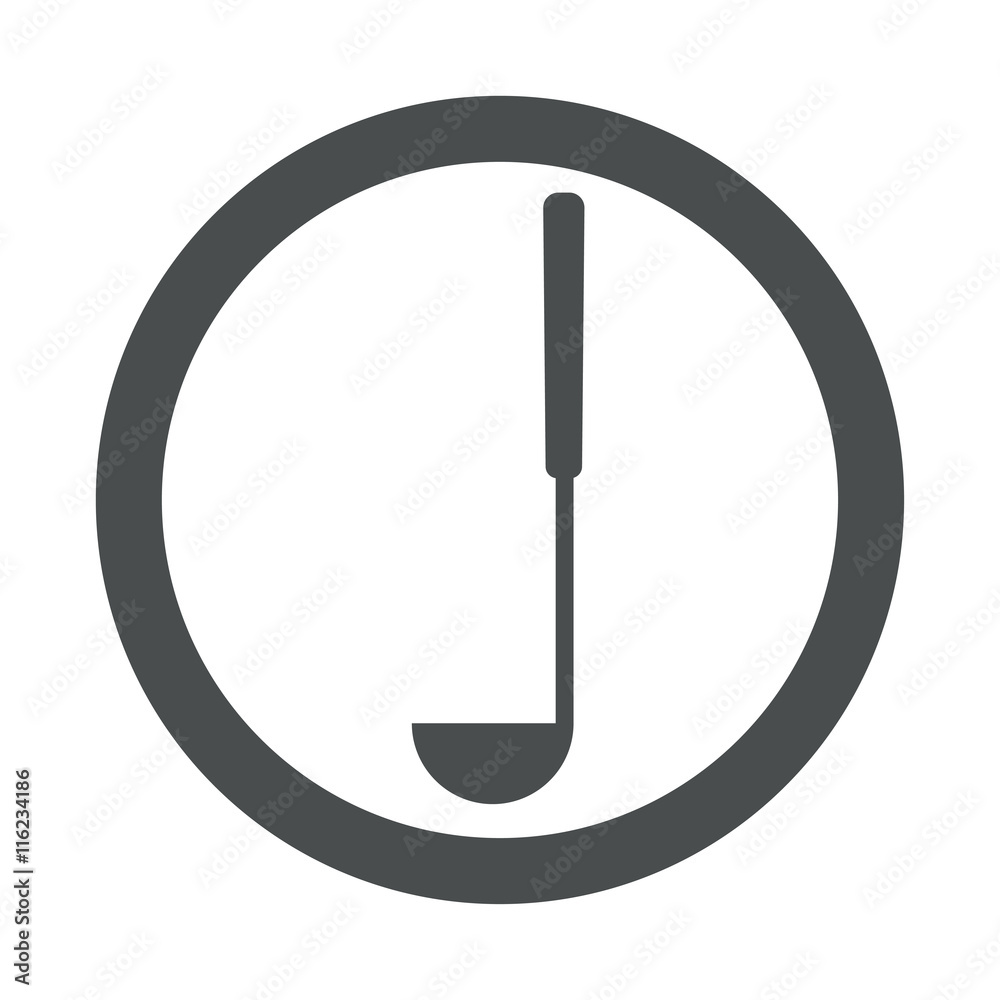 Icono plano cucharón cocina lateral en circulo color gris Icono plano cucharón cocina lateral en circulo color gris