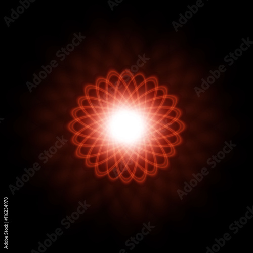 Abstract glowing flower on a black background