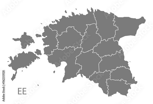 Estonia counties Map grey