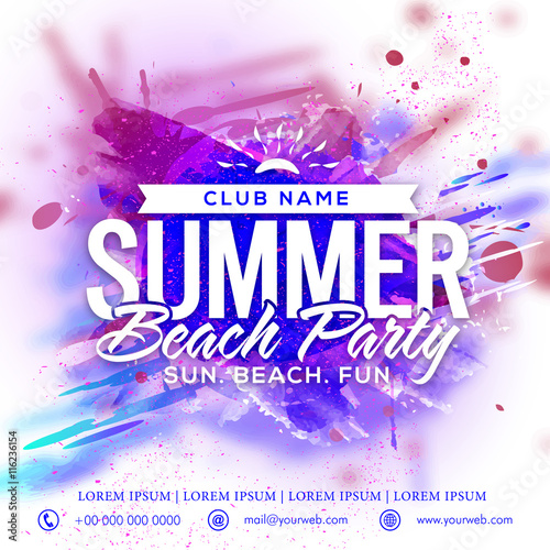 Summer Beach Party Template, Banner or Invitation.