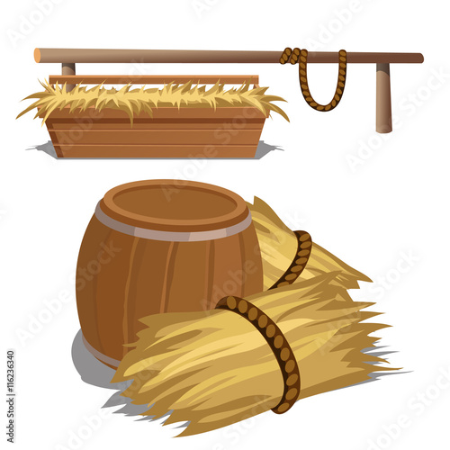 Hay to feed livestock and barrel