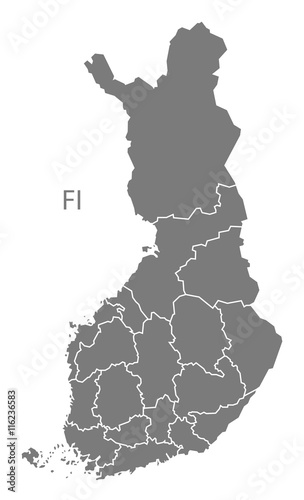 Finland regions Map grey