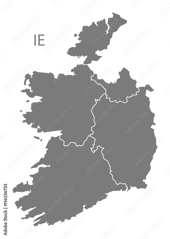 Ireland provinces Map grey