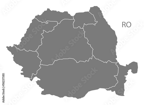 Romania regions Map grey