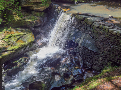 Fototapeta Naklejka Na Ścianę i Meble -  Beautiful waterfalls at Healy Dell, Rochdale, Lancashire, UK