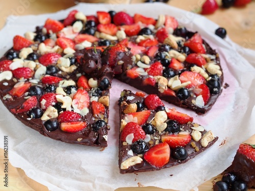 pizza made of chocolate and berries
