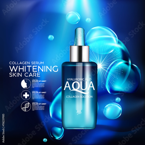 aqua skin collagen Serum and Background Concept Skin Care Cosmetic.