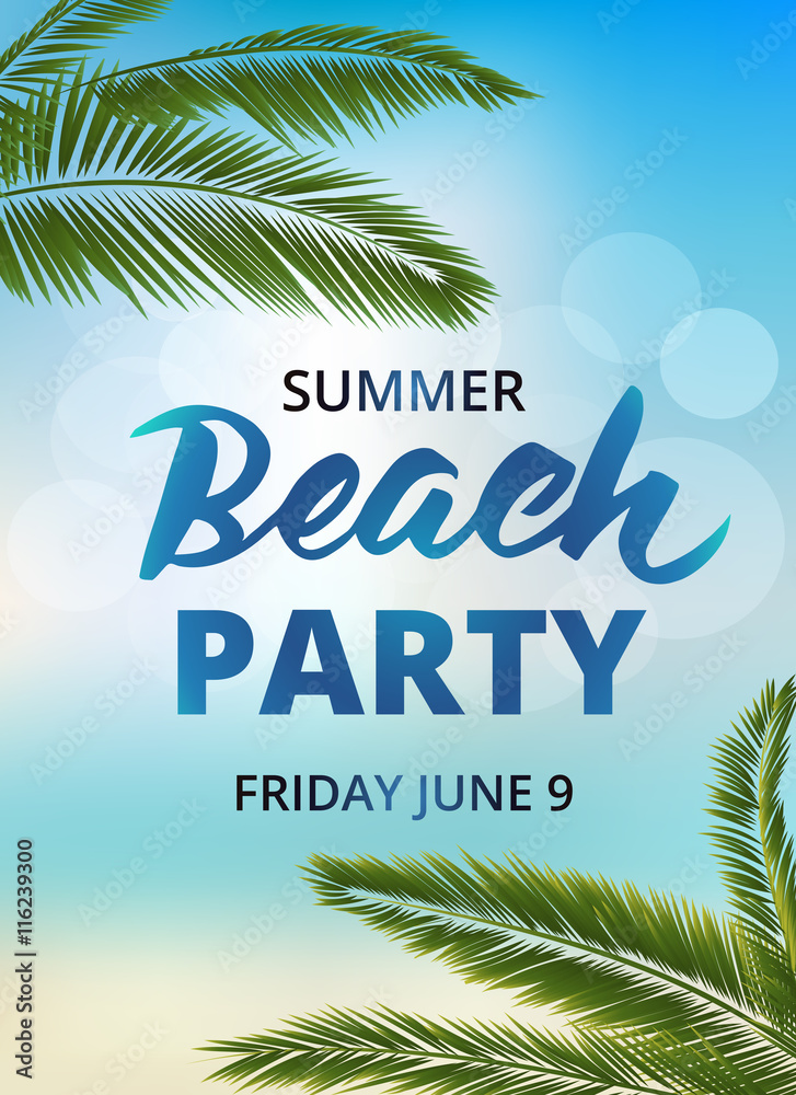 Obraz premium Beach party poster template with typographic elements