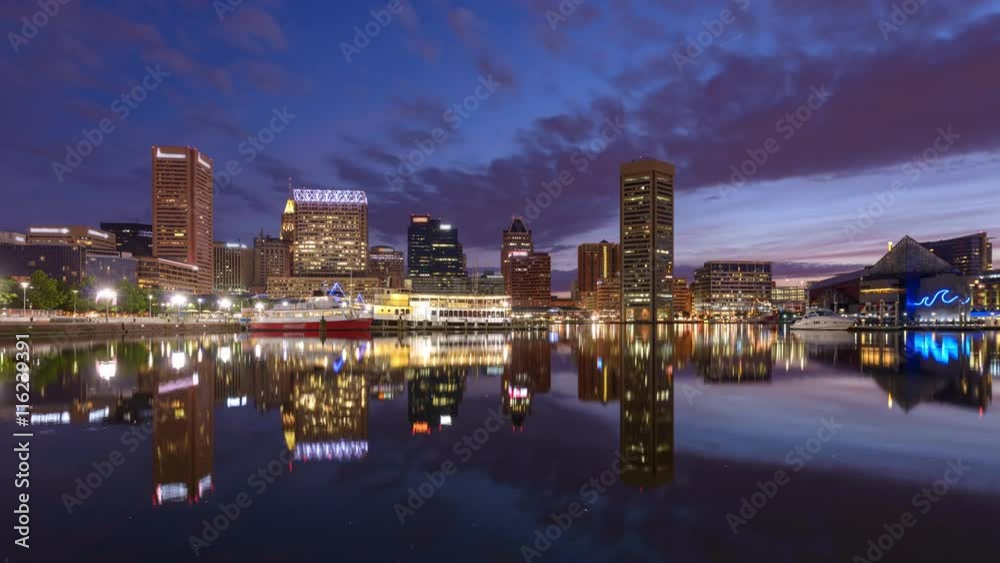 Baltimore, Maryland, USA skyline at the Inner Harbor. Baltimore, Maryland, USA skyline at the Inner Harbor.