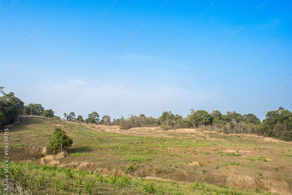 Mountainous terrain and the blue sky