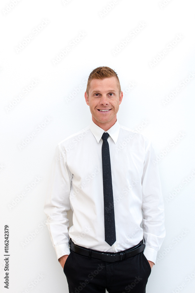 Portrait of young happy smiling business man, isolated over white background Portrait of young happy smiling business man, isolated over white background