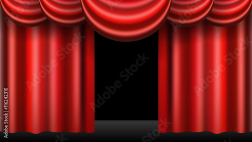 red theatre curtain realistic isolated