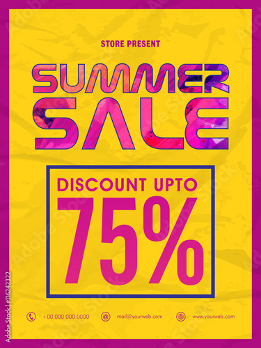 Summer Sale Flyer or Banner. Discount Upto 70% Off.